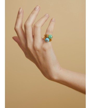 BAGUE GELATO TURQUOISE ET TOURMALINE pas cheres