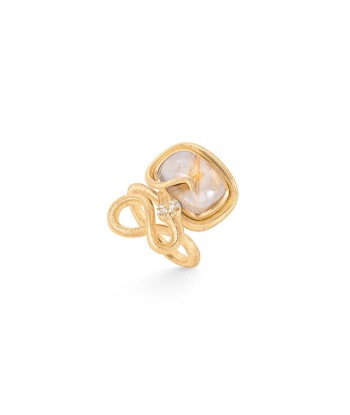 BAGUE SERPENT 18K QUARTZ RUTILE pas cher