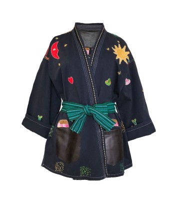 KIMONO MEXICAIN NAVY en linge