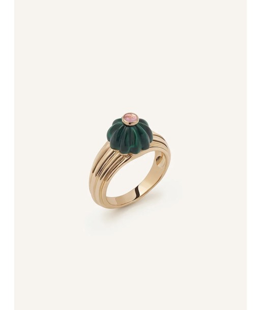 BAGUE GELATO OR ROSE MALACHITE ET TOURMALINE À commander