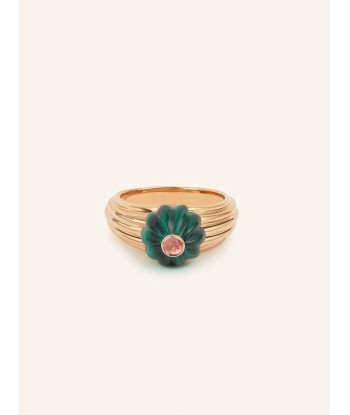 BAGUE GELATO OR ROSE MALACHITE ET TOURMALINE À commander