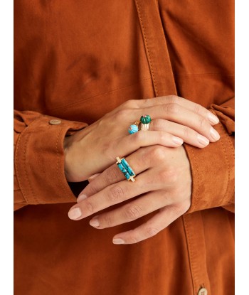 BAGUE VILLA IDA DOUBLE TURQUOISE pas cher