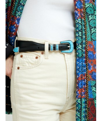 CEINTURE CRAZY TURQUOISE & NOIR une grave pollution 