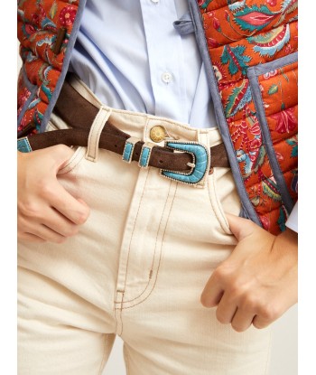 CEINTURE CRAZY TURQUOISE & MARRON en ligne