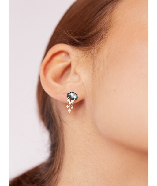 BOUCLE D'OREILLE JELLYFISH TOURMALINE BLEU pas cheres