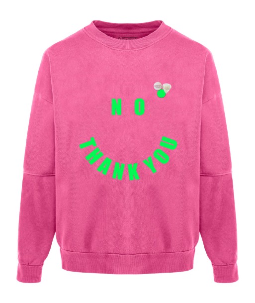 Fuschia “NO” roller sweatshirt en stock