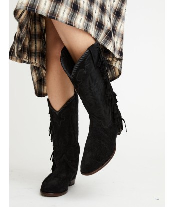 BOTTES SANTIAG FRINGE EN SUEDE BLACK les ligaments