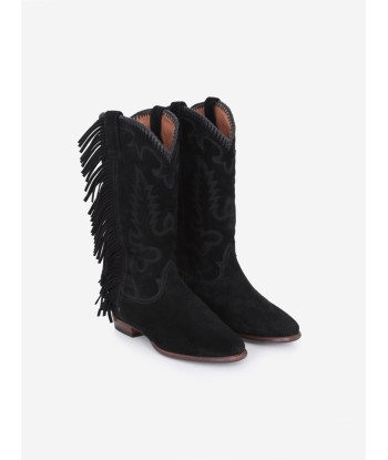 BOTTES SANTIAG FRINGE EN SUEDE BLACK les ligaments