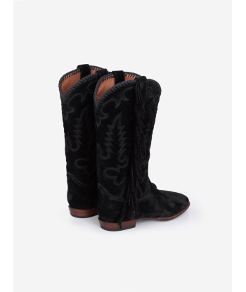 BOTTES SANTIAG FRINGE EN SUEDE BLACK les ligaments