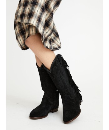 BOTTES SANTIAG FRINGE EN SUEDE BLACK les ligaments