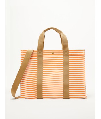 SAC TOTE XL MARINIÈRE ORANGE solde