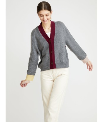 CARDIGAN LOU GRIS-BORDEAUX Voir les baskets