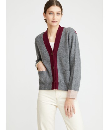 CARDIGAN LOU GRIS-BORDEAUX Voir les baskets