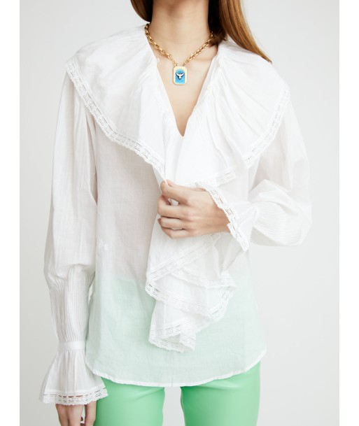 BLOUSE POPPI À JABOT BOUTONNÉ en linge