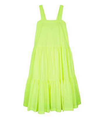 ROBE À BRETELLES AVEC FLEURS NEON YELLOW Fin de série