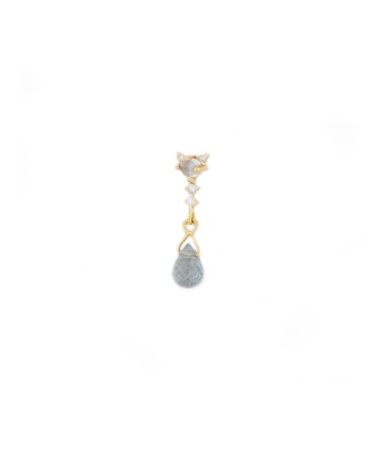 BOUCLE D'OREILLE SAPHIR BLEU GRIS, PIERRE DE LUNE ET DIAMANTS sur le site 