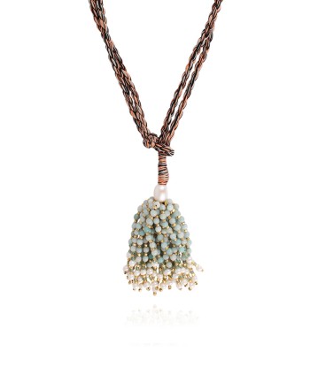 COLLIER POMPON AMAZONITE 2 - 3 jours ouvrés.