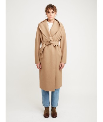 MANTEAU HOODED WRAP PRESSED TAN outlet