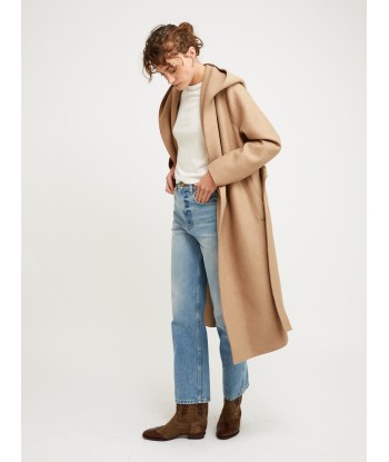 MANTEAU HOODED WRAP PRESSED TAN outlet