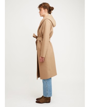 MANTEAU HOODED WRAP PRESSED TAN outlet