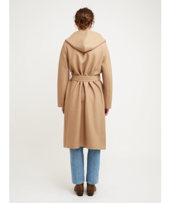 MANTEAU HOODED WRAP PRESSED TAN outlet