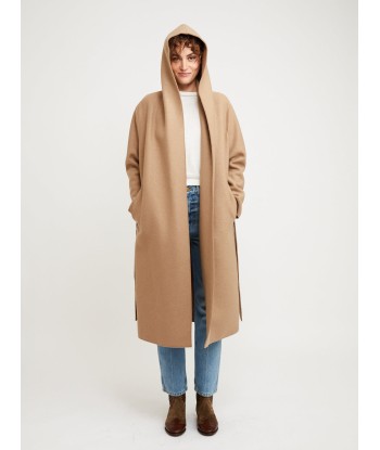 MANTEAU HOODED WRAP PRESSED TAN outlet