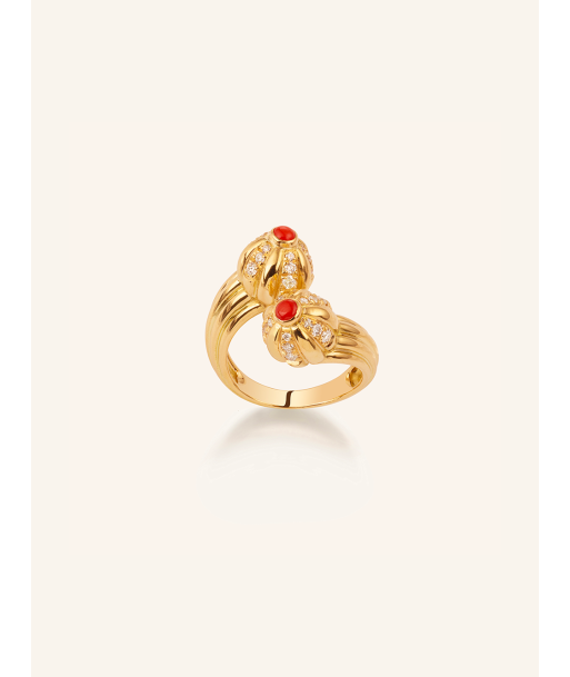 BAGUE DOUBLE GELATO CORAIL ET DIAMANTS Jusqu'à 80% De Réduction