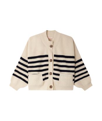 CARDIGAN ROY RAYURES NAVY WHITE france