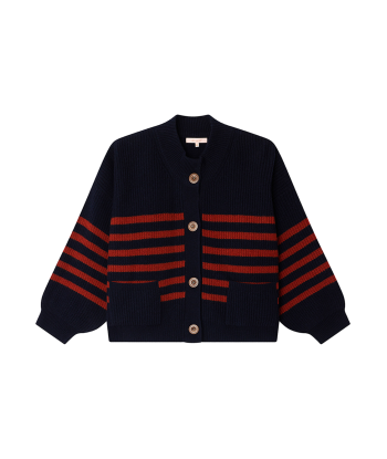 CARDIGAN ROY RAYURES HARISSA NAVY en ligne