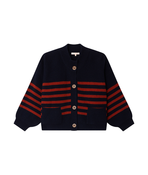 CARDIGAN ROY RAYURES HARISSA NAVY en ligne