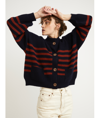 CARDIGAN ROY RAYURES HARISSA NAVY en ligne