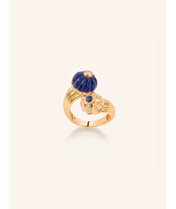 BAGUE DOUBLE GELATO LAPIS-LAZULI ET DIAMANTS pas cher 