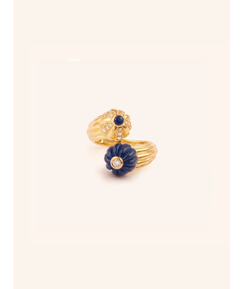 BAGUE DOUBLE GELATO LAPIS-LAZULI ET DIAMANTS pas cher 