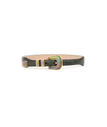 CEINTURE EXCLU CRAZY LEZARD VERT ET OR les muscles