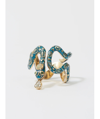 BAGUE EVE SERPENT EMAIL BLEU TURQUOISE ET OR acheter en ligne