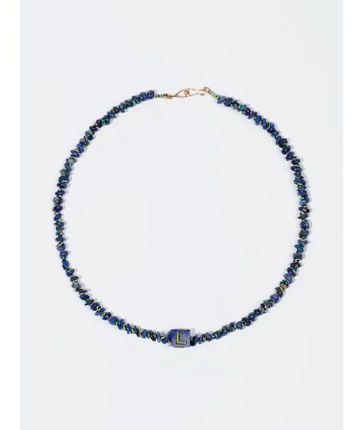 COLLIER CUBIX LOVE LAPIS ET TSAVORITES rembourrage situé sous