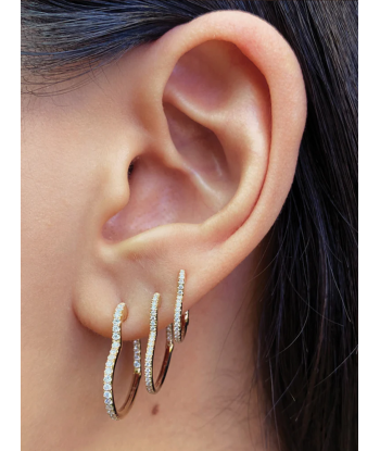 BOUCLE D'OREILLE PETIT ANNEAU FORME COEUR DIAMANTS Profitez des Offres !