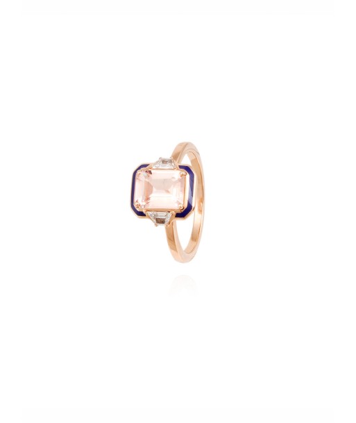 BAGUE MORGANITE DIAMANTS ET EMAIL BLEU la chaussure