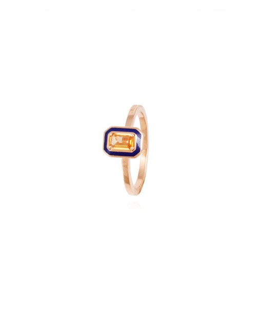 BAGUE TOURMALINE JAUNE EMAIL BLEU Venez acheter