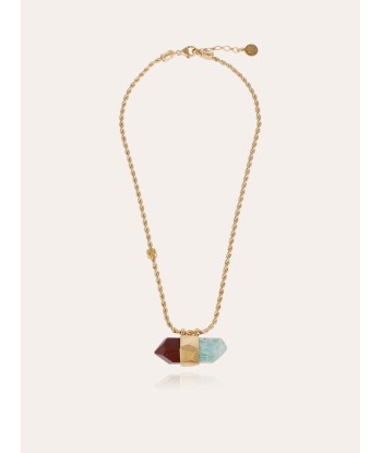 COLLIER AVENTURINE GRAND MODÈLE JASPE ROUGE ET AMAZONITE la chaussure