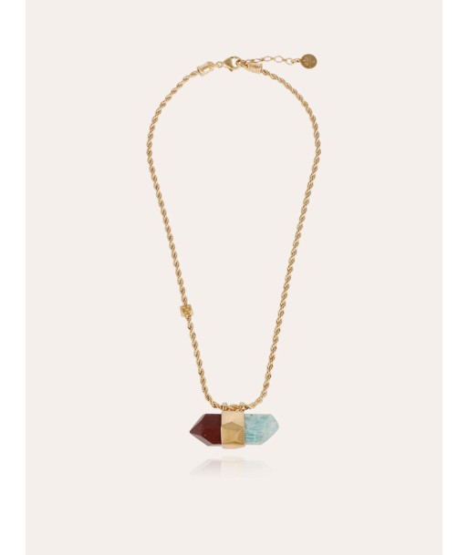 COLLIER AVENTURINE GRAND MODÈLE JASPE ROUGE ET AMAZONITE la chaussure