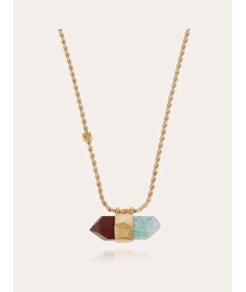 COLLIER AVENTURINE GRAND MODÈLE JASPE ROUGE ET AMAZONITE la chaussure