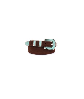 CEINTURE CRAZY EN CUIR SOFT BROWN TURQUOISE acheter en ligne