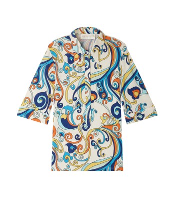 CHEMISE LAUREN ARABESQUE BLEU français