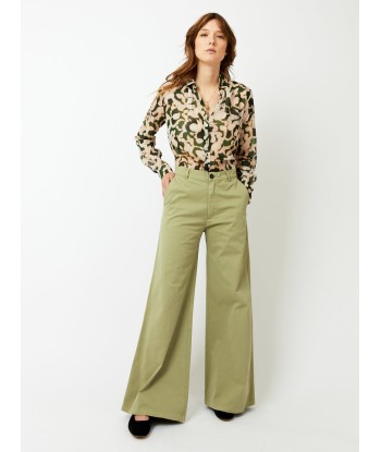 PANTALON LARGE EN COTON OLIVE Fin de série