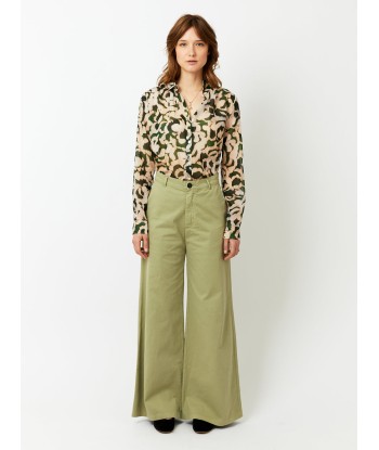 PANTALON LARGE EN COTON OLIVE Fin de série