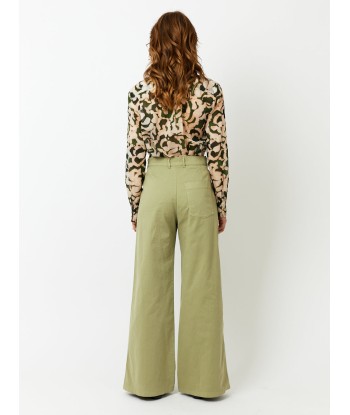 PANTALON LARGE EN COTON OLIVE Fin de série