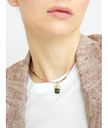 COLLIER SCARABÉE TOURMALINE ET JASPE en ligne