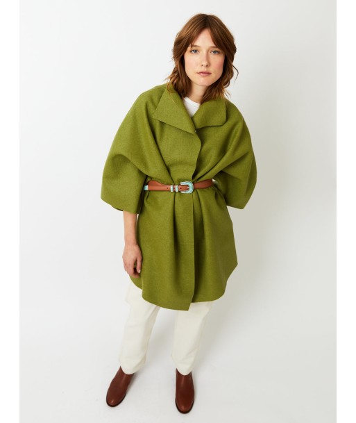 MANTEAU KIMONO PRESSED WOOL PERIDOT online