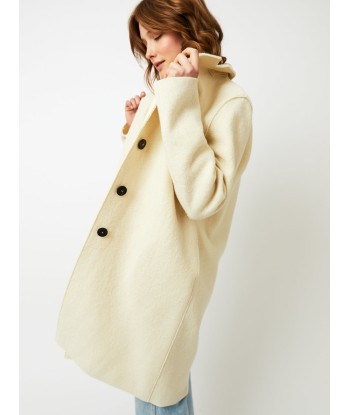 MANTEAU OVERCOAT BOILED WOOL NATURAL OFF WHITE pas cher